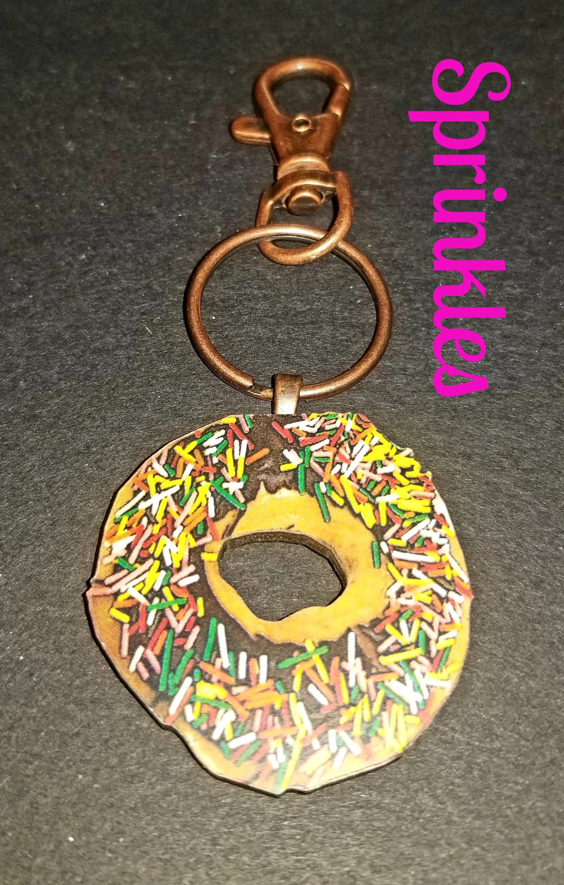 Donut Wood Key Chain