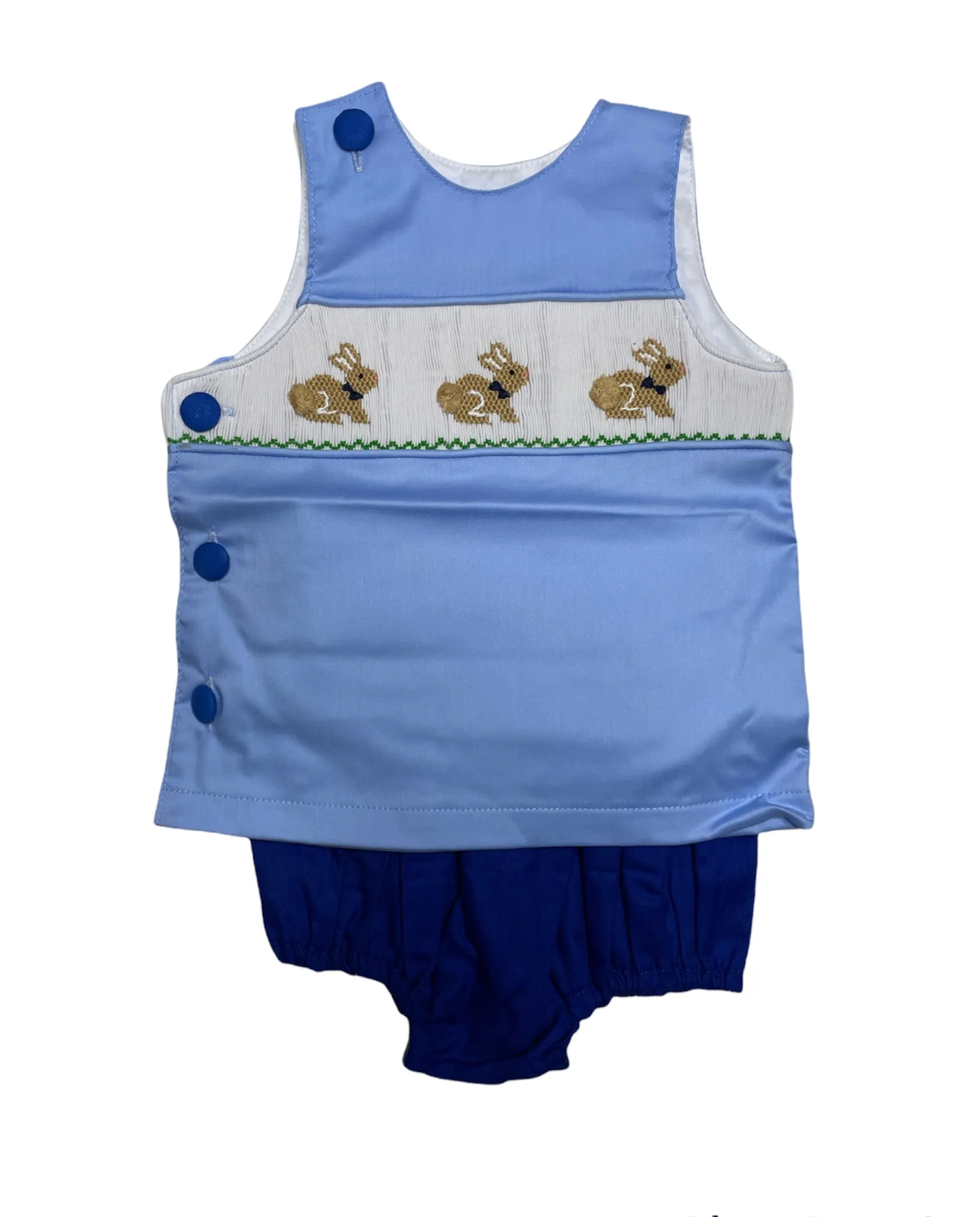 Easter bunnies smocked diaper set