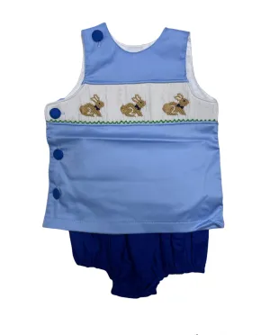Easter bunnies smocked diaper set