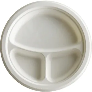 Eco-Products 3-Compartment Sugarcane Fiber Plates