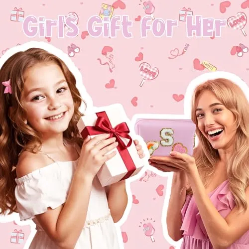 Elilier Girls Gifts for 3 4 5 6 7 8 9 10 11 12 13 Year Old, Cosmetic Bag Travel Girls Bag, Birthday Gift for Women Girl, Preppy Travel Stuff For Girls, Women Gift (Large)
