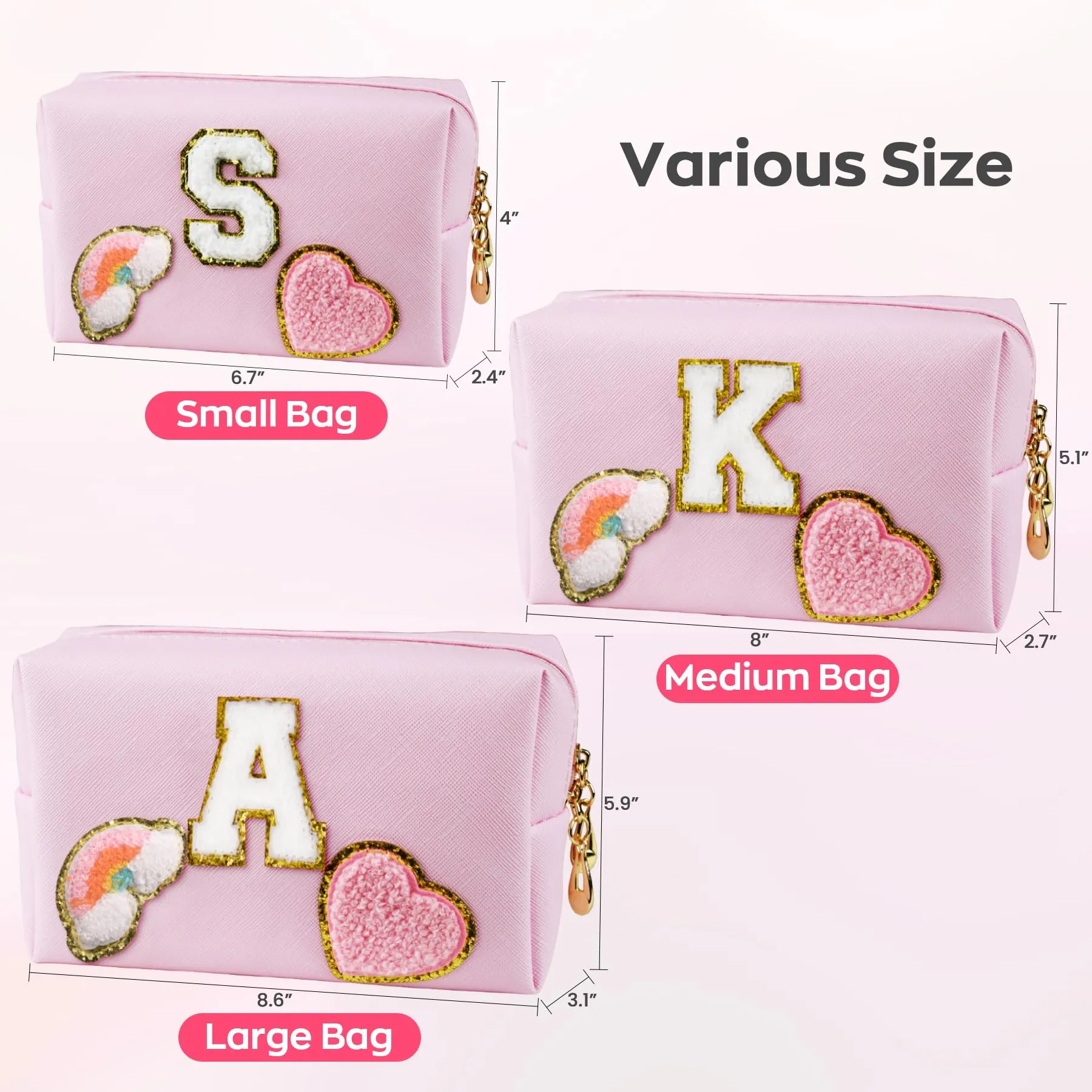 Elilier Girls Gifts for 3 4 5 6 7 8 9 10 11 12 13 Year Old, Cosmetic Bag Travel Girls Bag, Birthday Gift for Women Girl, Preppy Travel Stuff For Girls, Women Gift (Medium)
