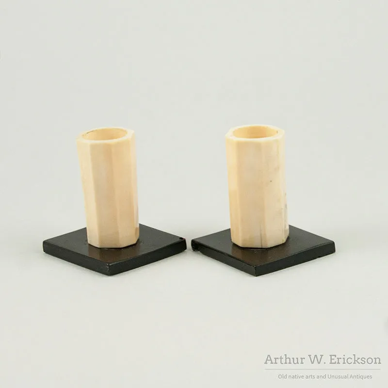 Eskimo Carved Bird Candle Holders