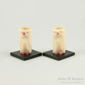 Eskimo Carved Bird Candle Holders