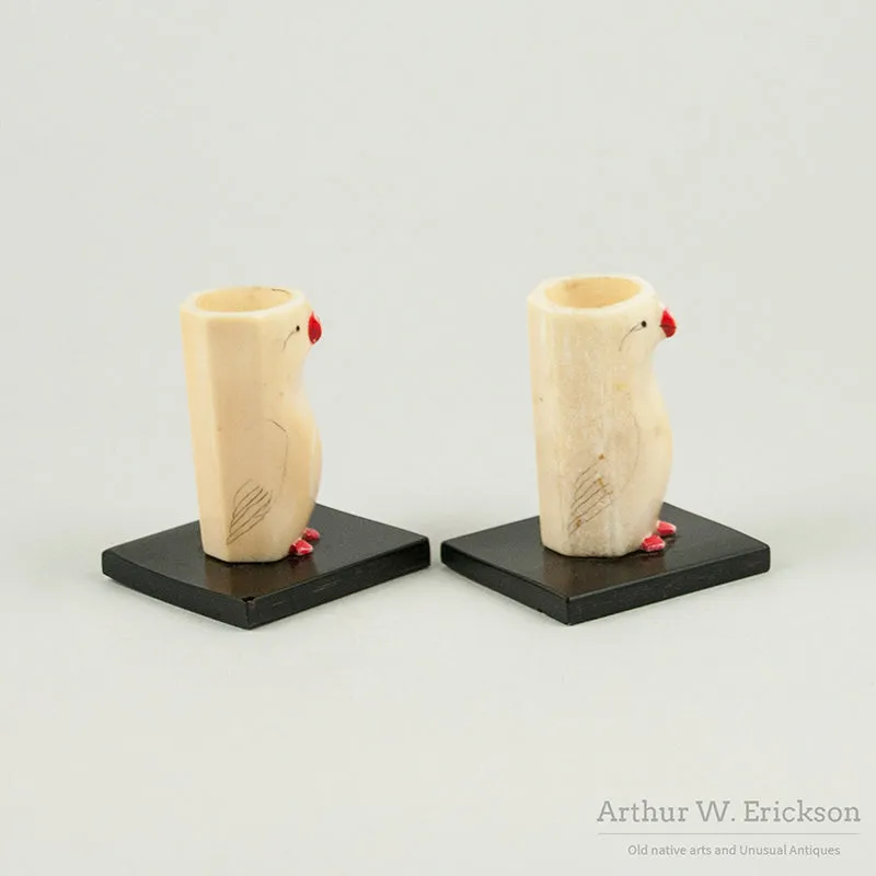 Eskimo Carved Bird Candle Holders
