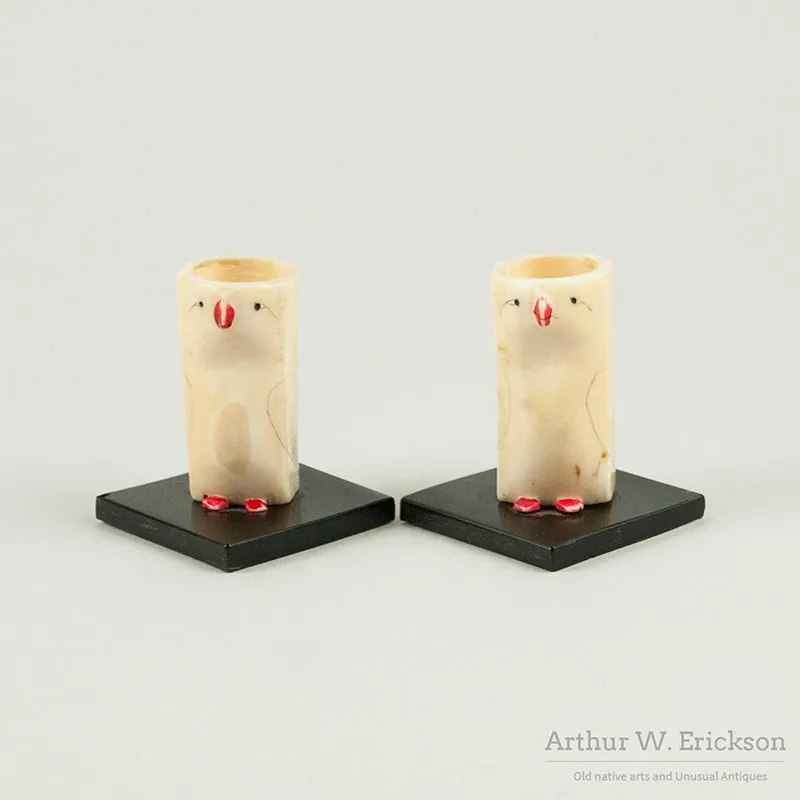 Eskimo Carved Bird Candle Holders
