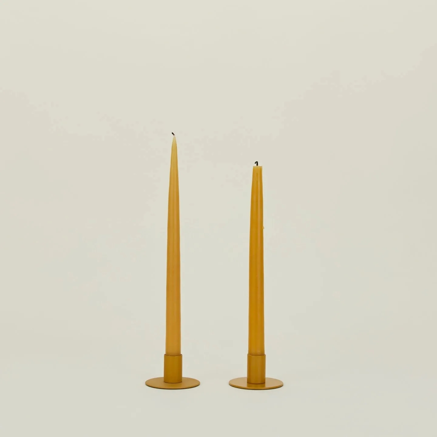 Essential Metal Candle Holders, Set of 2 - Mustard