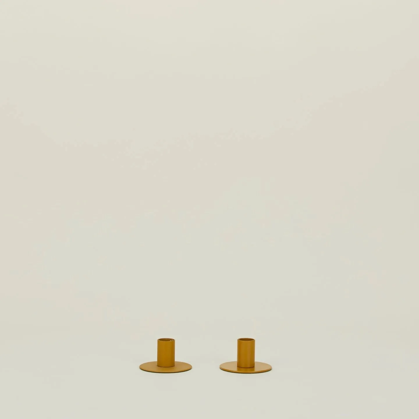 Essential Metal Candle Holders, Set of 2 - Mustard