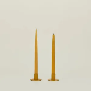 Essential Metal Candle Holders, Set of 2 - Mustard