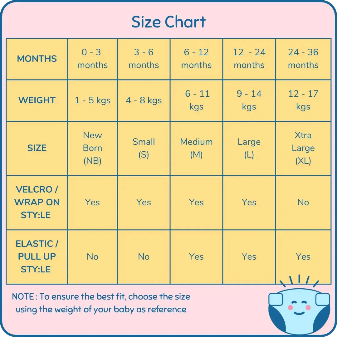 Fabric Diaper | Polka Love | Elastic Waist | Pull Up/Underwear Style | With 2 Diaper Pads Free
