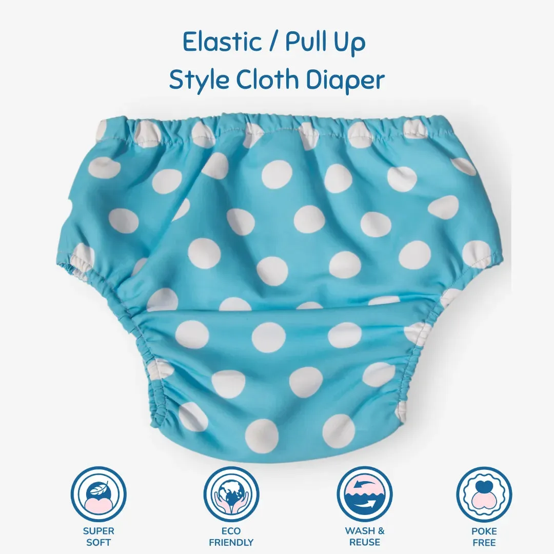 Fabric Diaper | Polka Love | Elastic Waist | Pull Up/Underwear Style | With 2 Diaper Pads Free