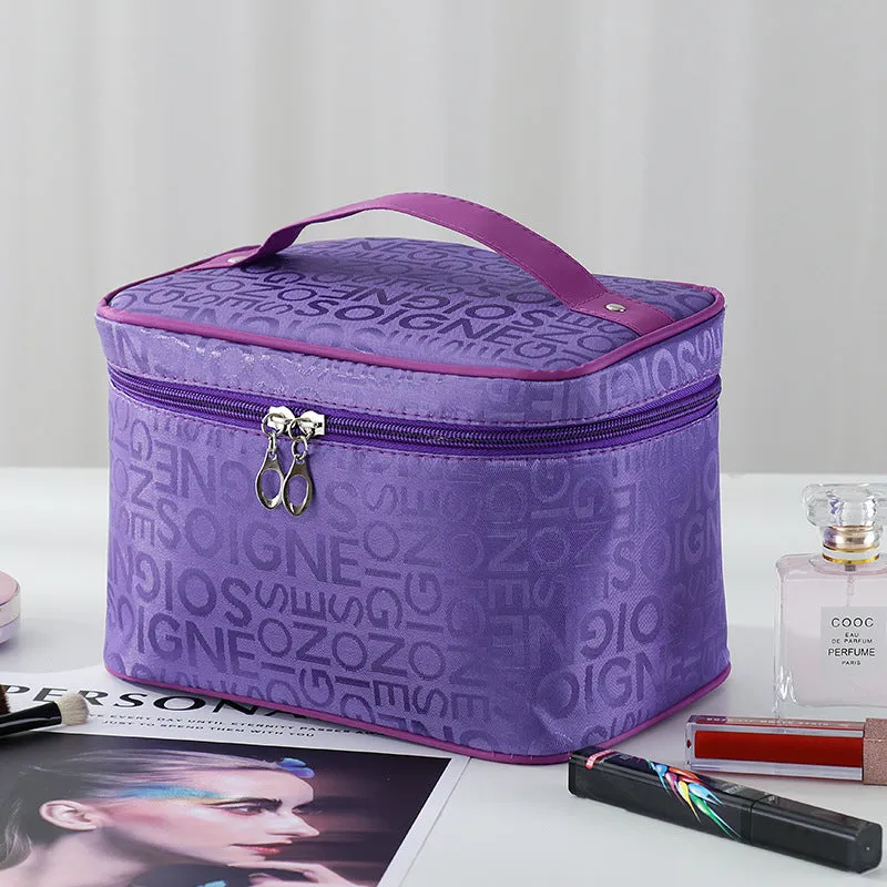 Fashion Letter Cosmetic Bag Korean Style Large Makeup Bag, Cosmetic Organizer, Makeup Toiletry Organizer, Large Capacity Makeup Bag