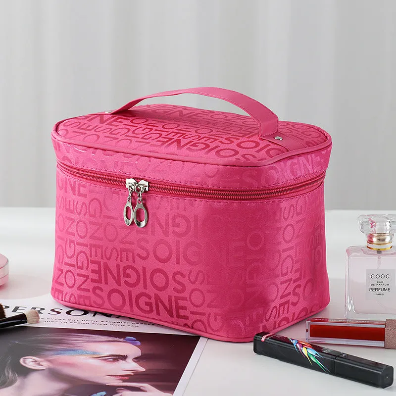 Fashion Letter Cosmetic Bag Korean Style Large Makeup Bag, Cosmetic Organizer, Makeup Toiletry Organizer, Large Capacity Makeup Bag