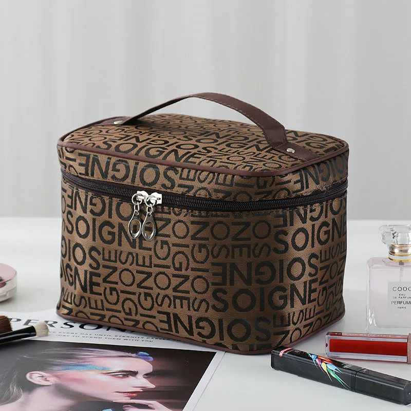 Fashion Letter Cosmetic Bag Korean Style Large Makeup Bag, Cosmetic Organizer, Makeup Toiletry Organizer, Large Capacity Makeup Bag