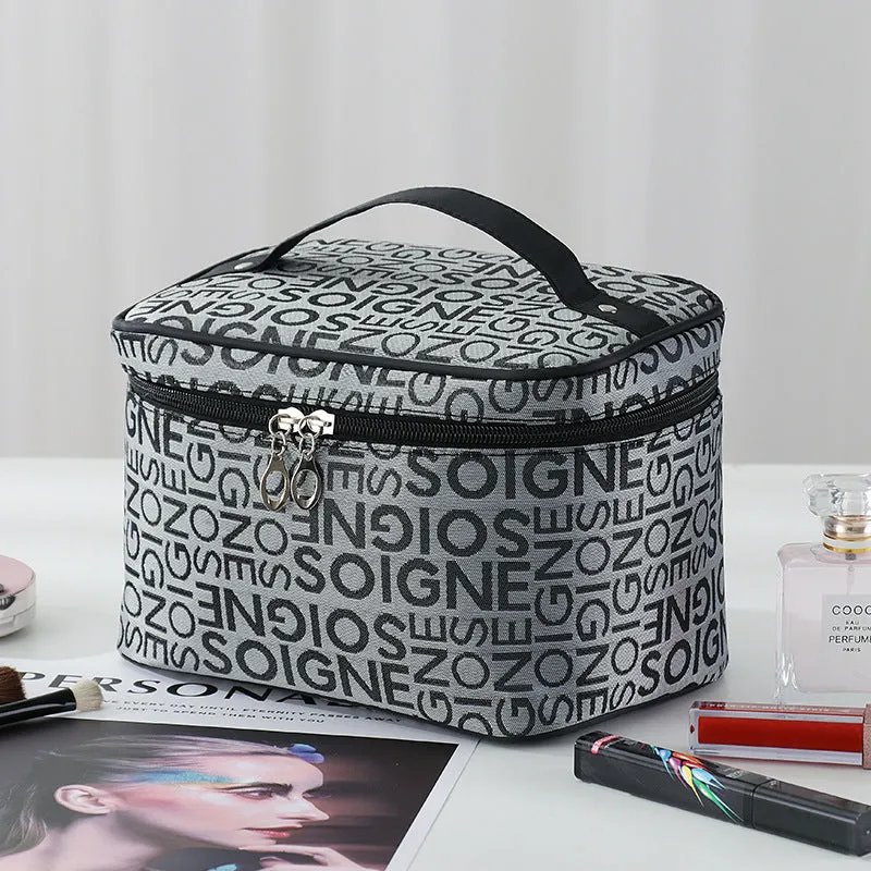 Fashion Letter Cosmetic Bag Korean Style Large Makeup Bag, Cosmetic Organizer, Makeup Toiletry Organizer, Large Capacity Makeup Bag