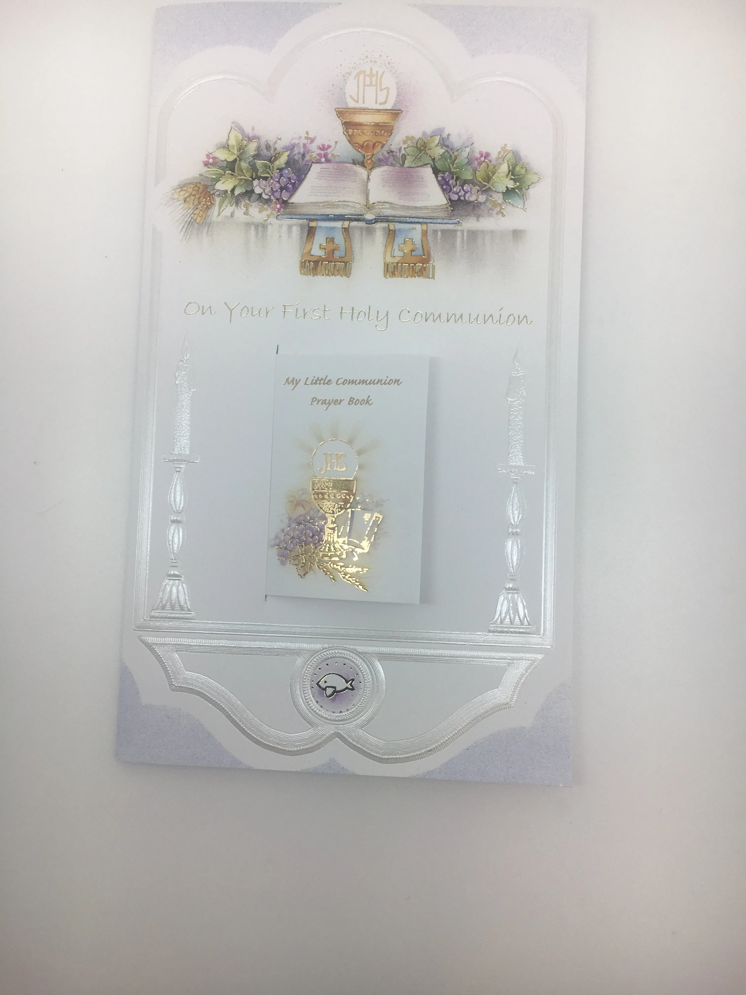 First Holy Communion Greeting Card. (embossed)