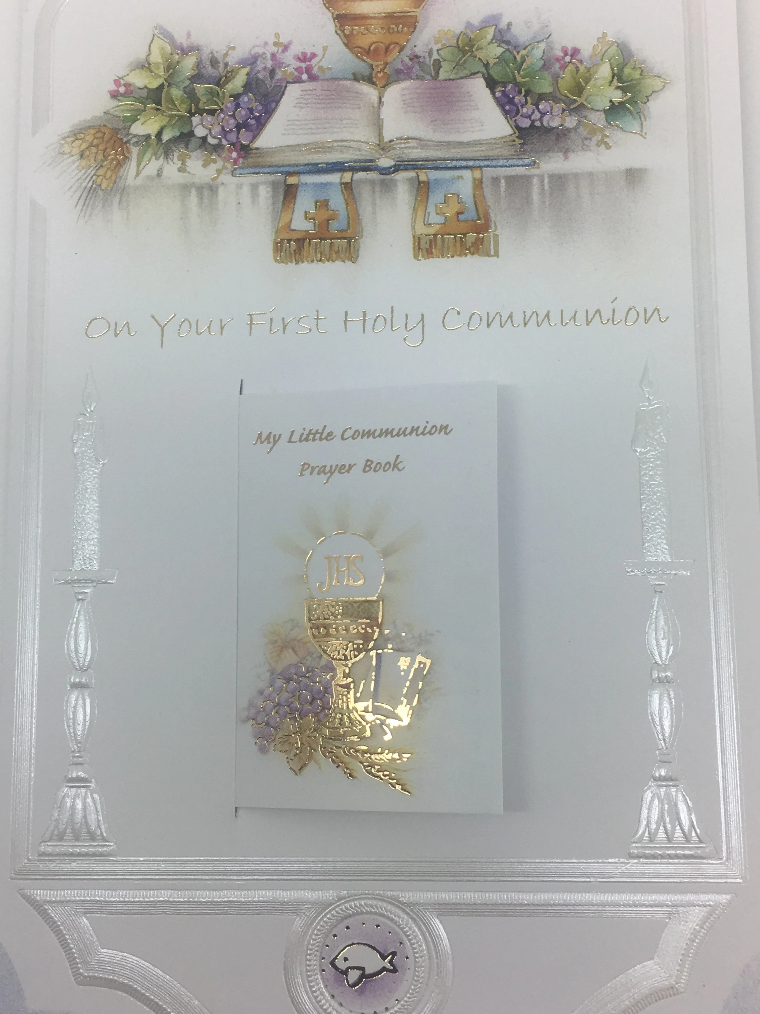 First Holy Communion Greeting Card. (embossed)