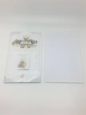 First Holy Communion Greeting Card. (embossed)