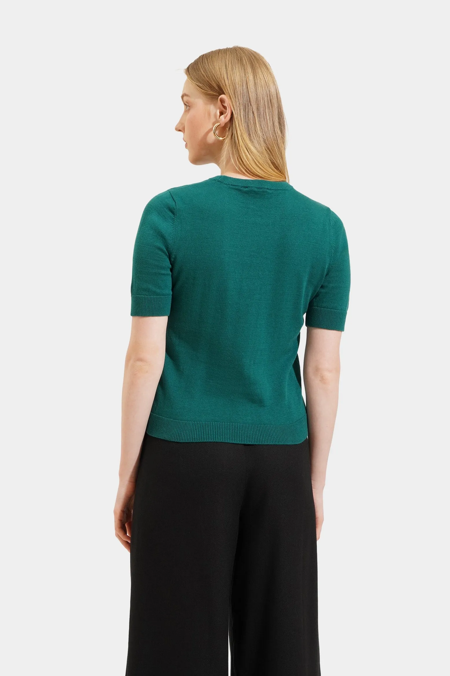 Flat Knit Tee With Embellishments