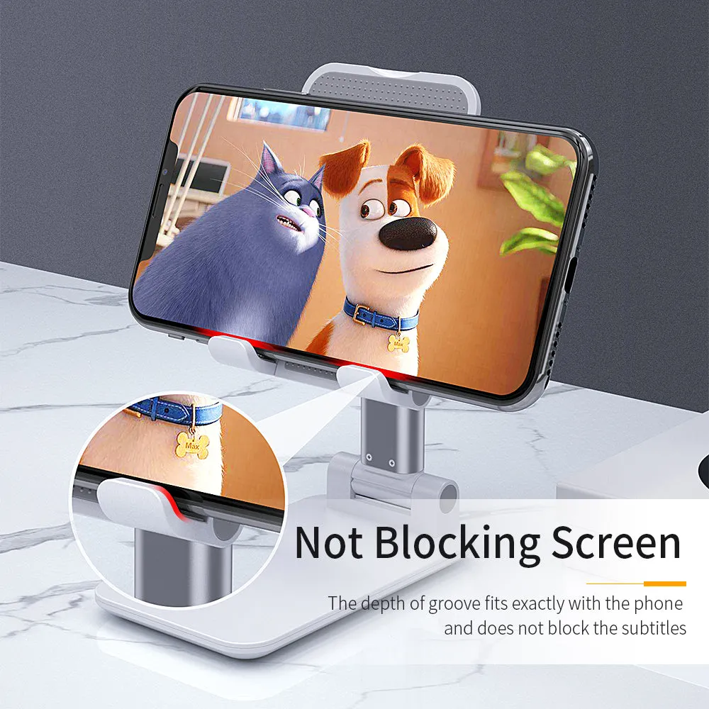 Foldable Phone Stand Metal Cellphone Holder Adjustable Desk Bracket Smartphone Mount Universal for iOS/Android Moble Phone White