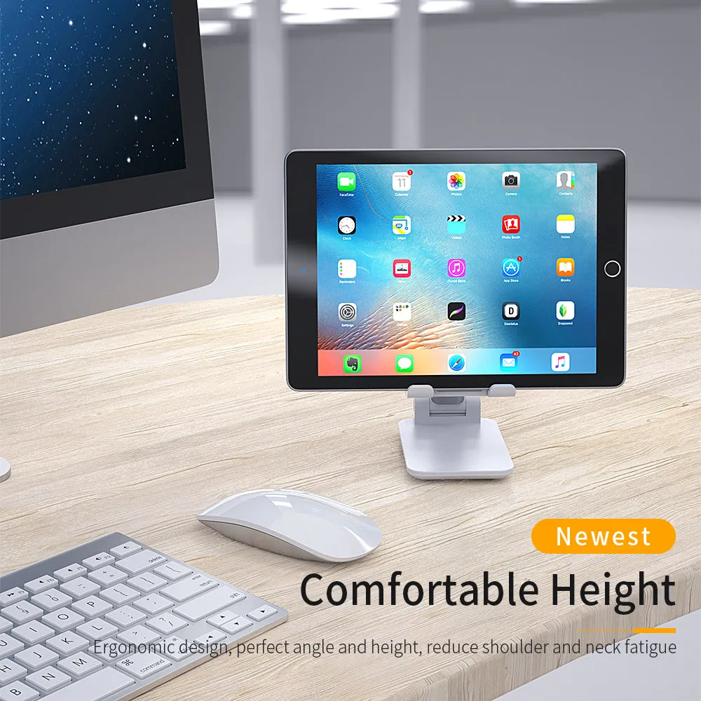 Foldable Phone Stand Metal Cellphone Holder Adjustable Desk Bracket Smartphone Mount Universal for iOS/Android Moble Phone White
