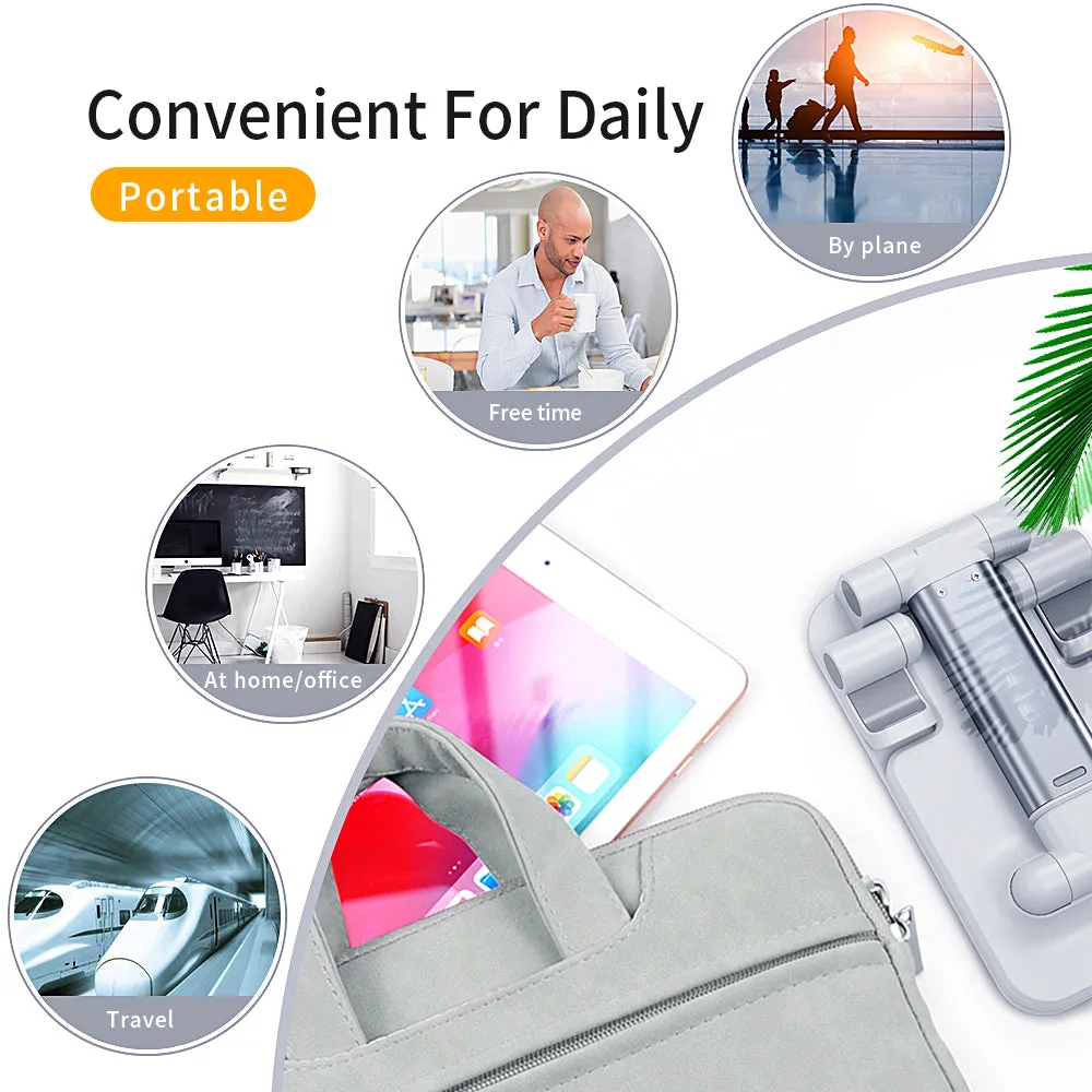 Foldable Phone Stand Metal Cellphone Holder Adjustable Desk Bracket Smartphone Mount Universal for iOS/Android Moble Phone White