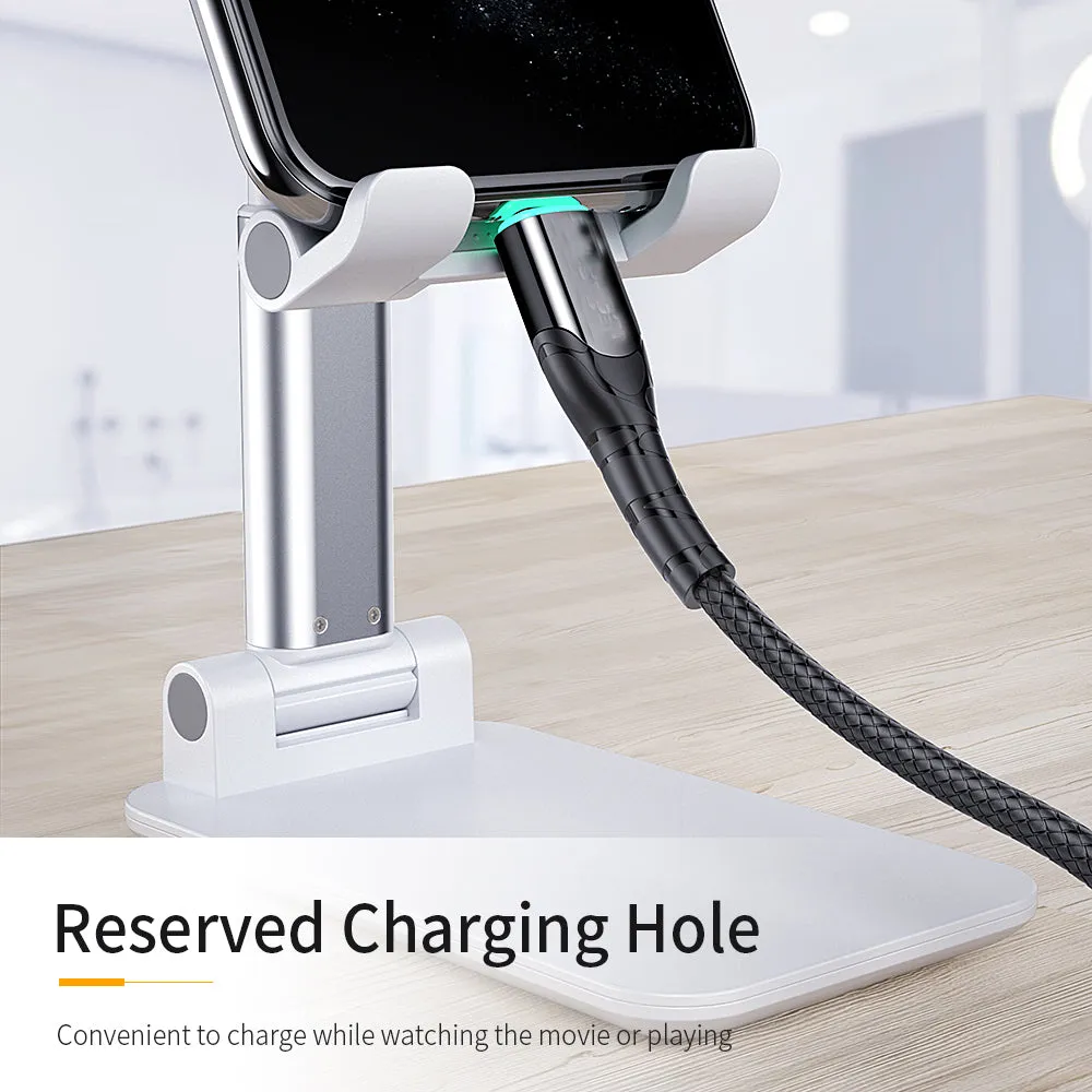 Foldable Phone Stand Metal Cellphone Holder Adjustable Desk Bracket Smartphone Mount Universal for iOS/Android Moble Phone White