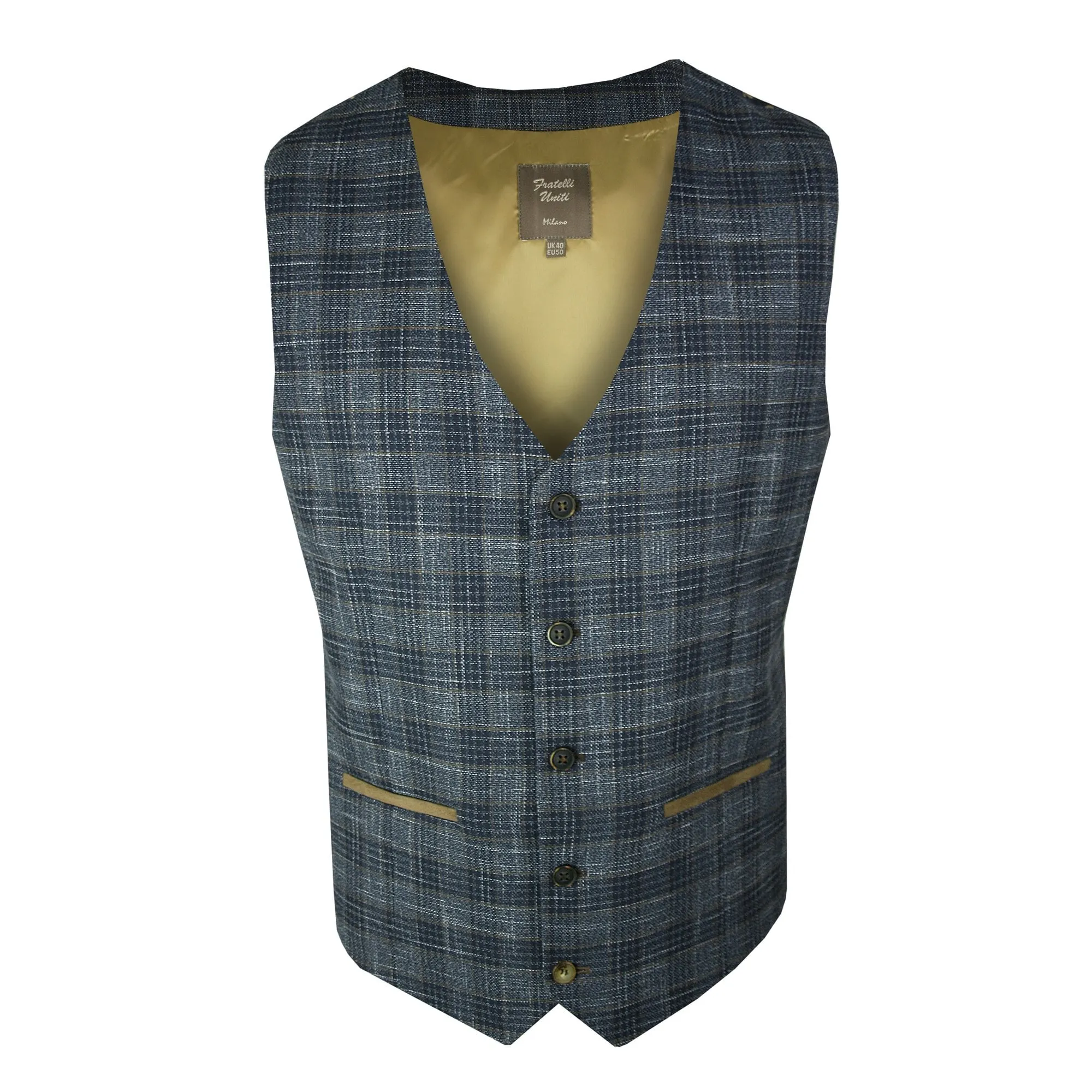 Fratelli Uniti Fwc1043 Check Waistcoat Navy