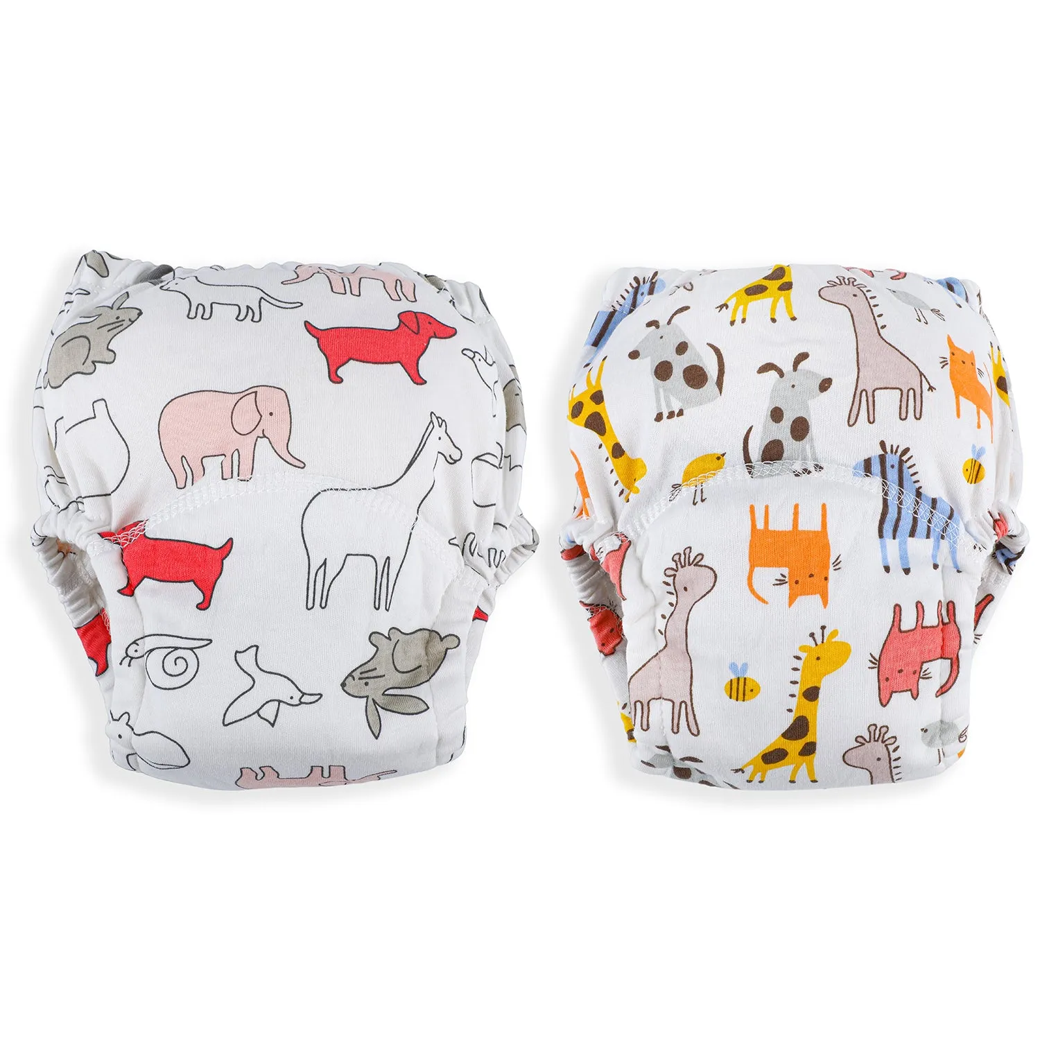 Fun In The Zoo Reusable Cloth Training Pants Clothing Accessory Diaper Panty 2 Pcs - Multicolour