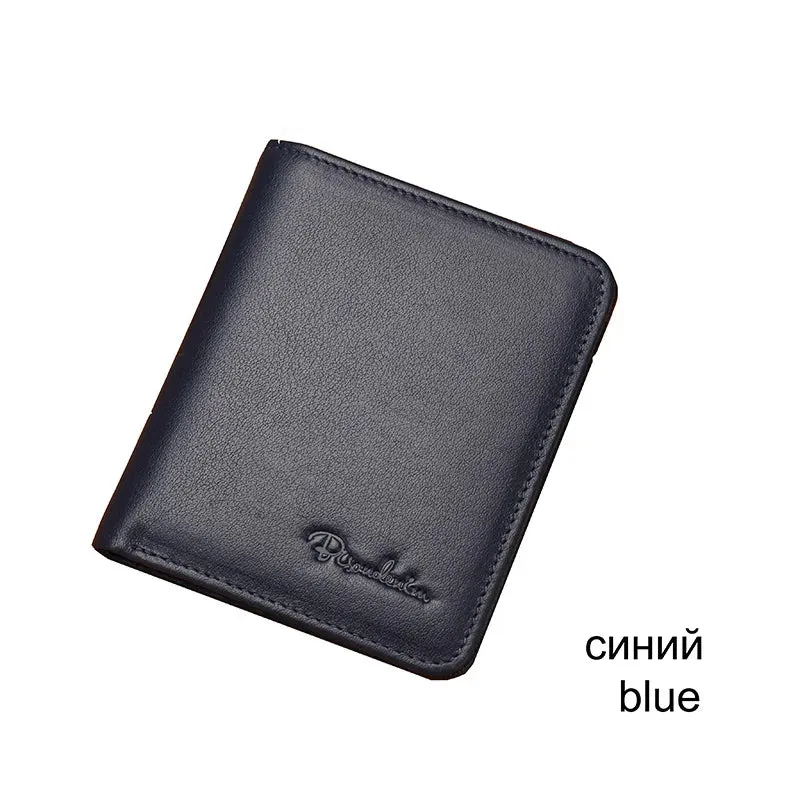 Genuine Leather Men's Wallet - Thin Black Cardholder