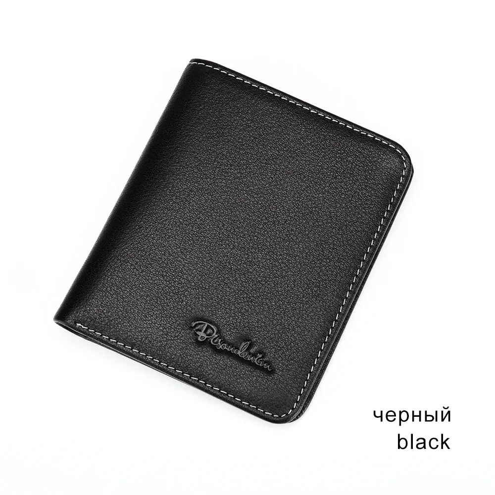 Genuine Leather Men's Wallet - Thin Black Cardholder