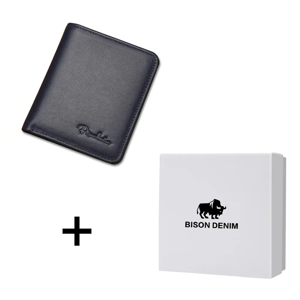 Genuine Leather Men's Wallet - Thin Black Cardholder