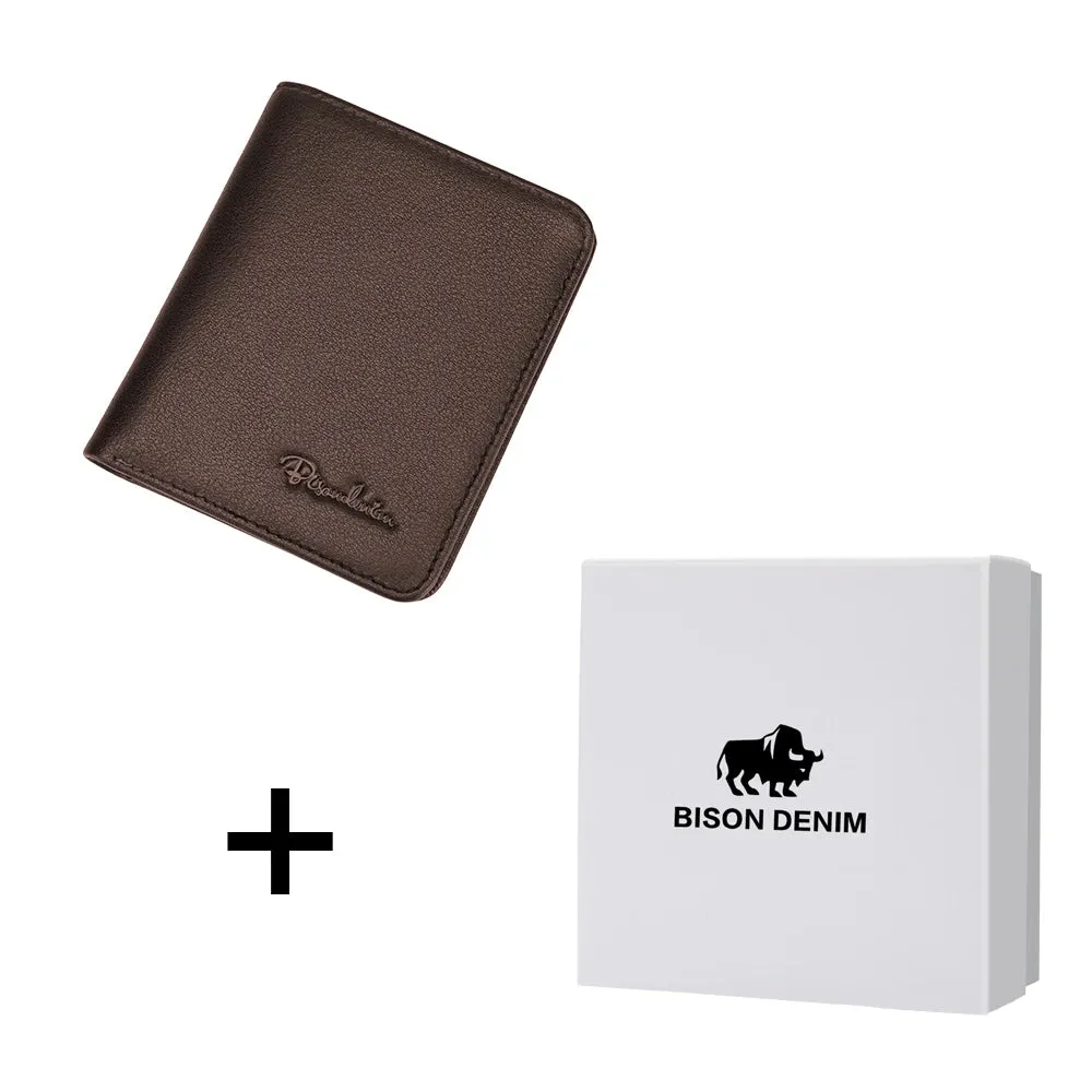 Genuine Leather Men's Wallet - Thin Black Cardholder