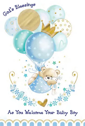 God's Blessings as you Welcome your Baby Boy Birthday Greeting Card
