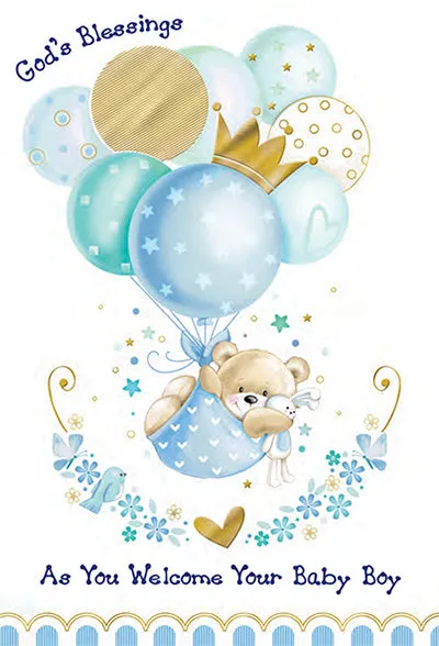 God's Blessings as you Welcome your Baby Boy Birthday Greeting Card