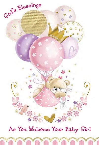 God's Blessings as You Welcome Your Baby Girl Greeting Card