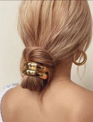 Gold metal hair scrunchie