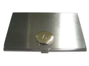 Gold Toned Etched Oval Letter A Monogram Business Card Holder