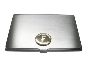 Gold Toned Etched Oval Swiss Franc Currency Sign Business Card Holder
