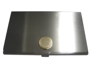 Gold Toned Etched Round Golf Ball Business Card Holder