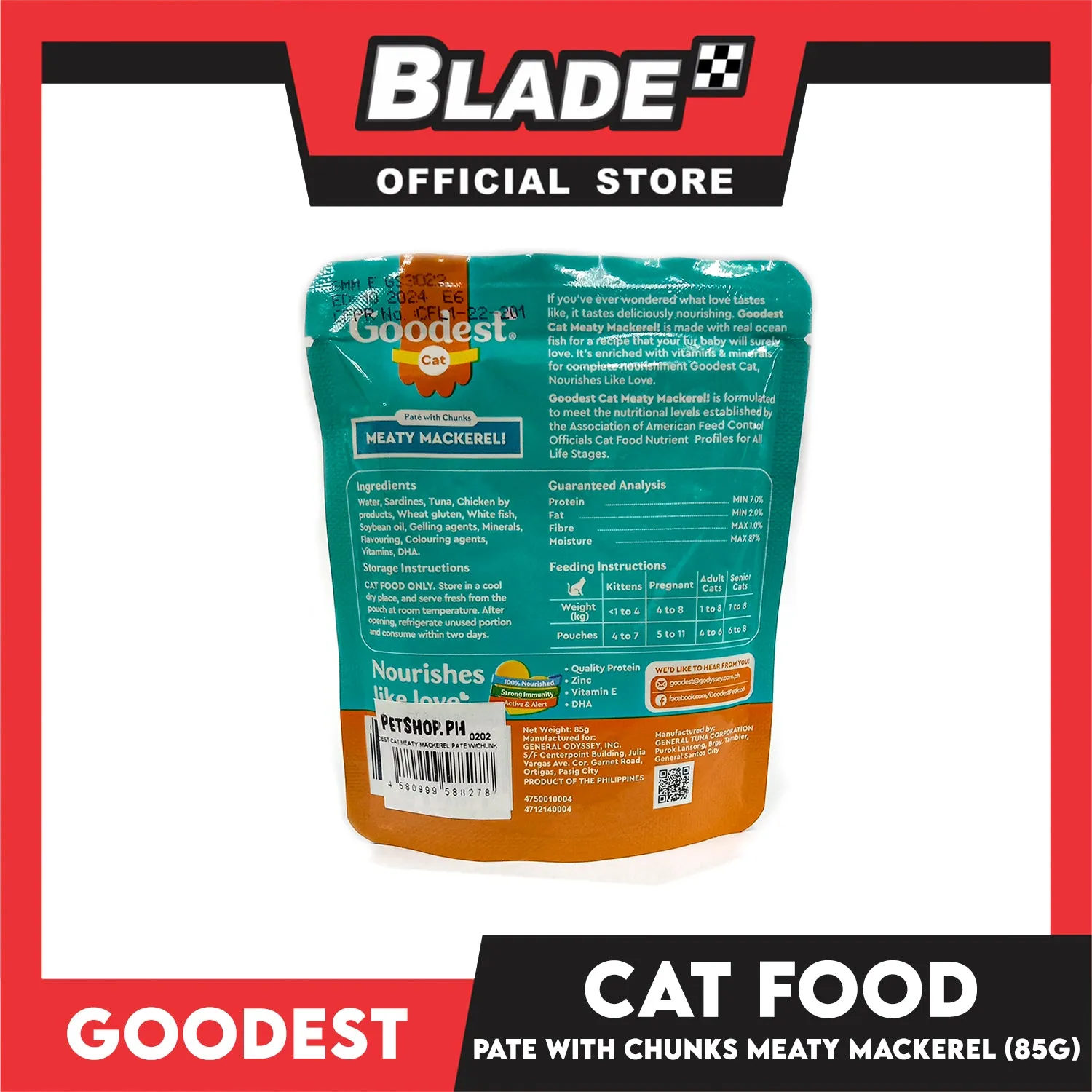 Goodest Cat Meaty Mackerel Pate With Chunks 85g Wet Cat Food