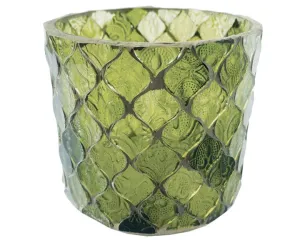 Green glass mosaic tealight candle holder
