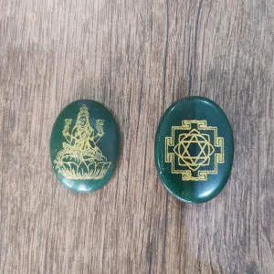 Green Jade Lakshmi Shri yantra coins for money
