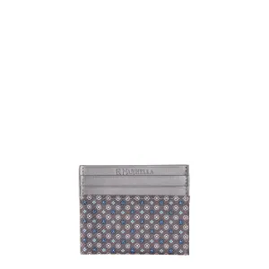 GREY LEATHER AND SILK CREDIT CARD HOLDER