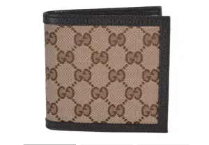 GUCCI GG SUPREME LEATHER & CANVAS MONOGRAM WALLET - BEIGE