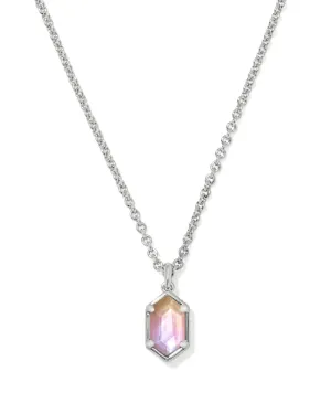Hallie Silver Short Pendant Necklace-Sunrise Watercolor Illusion