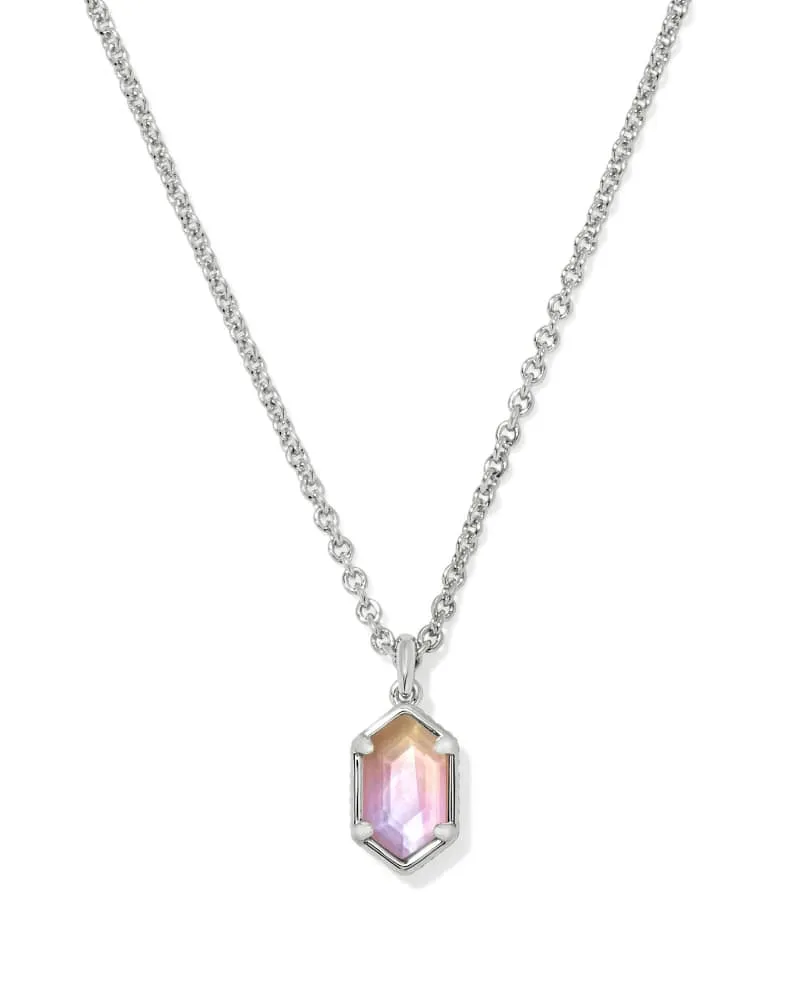Hallie Silver Short Pendant Necklace-Sunrise Watercolor Illusion