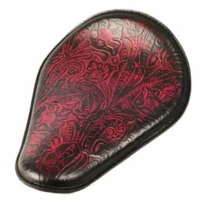 Harley Sportster Honda Yamaha Bolt Seat 11x14 Antique Red Tooled Leather Chopper