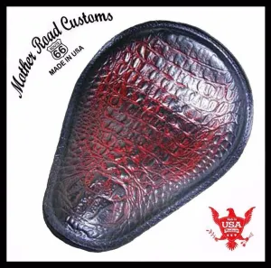 Harley Sportster Spring Seat Chopper Bobber Cherry Alligator Embossed Leather