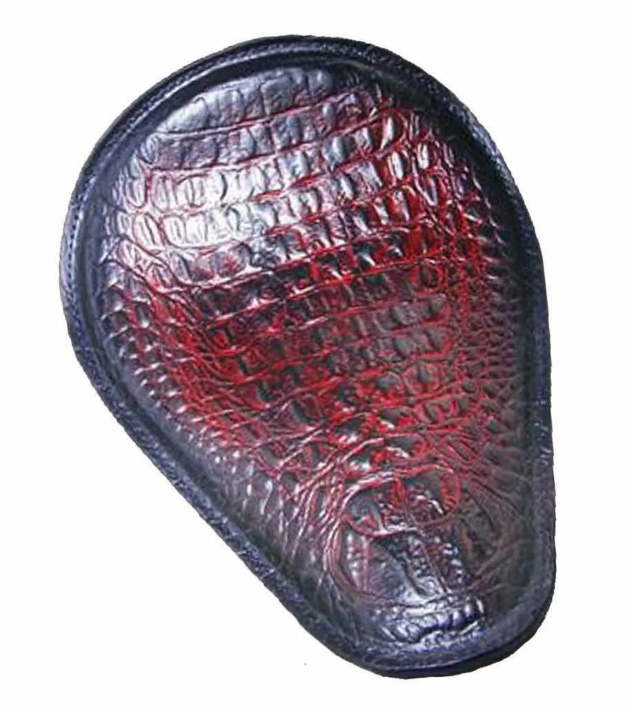 Harley Sportster Spring Seat Chopper Bobber Cherry Alligator Embossed Leather